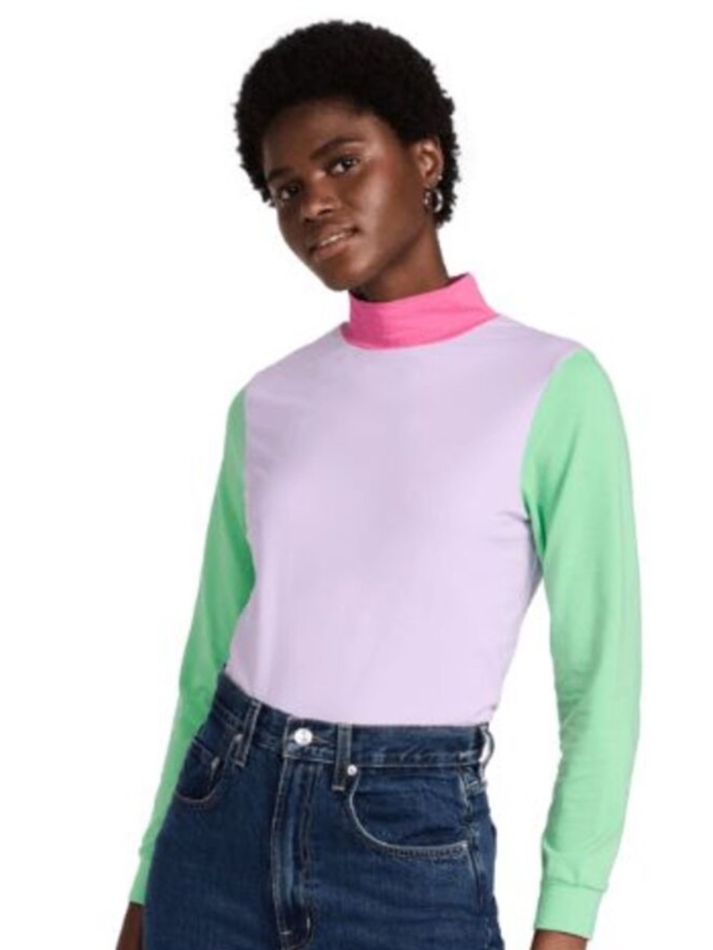Olivia Rubin Colorblock Kit Top Stretch Mock Neck Size large
